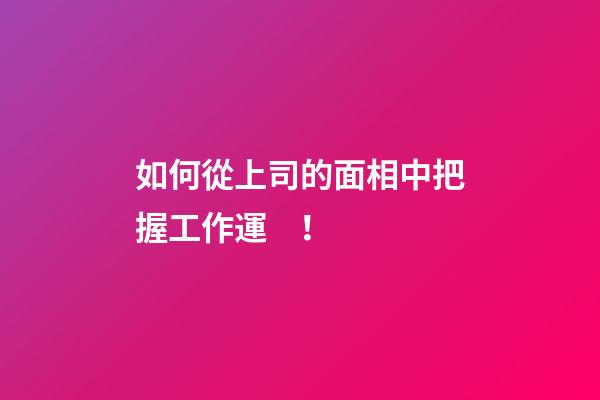 如何從上司的面相中把握工作運！